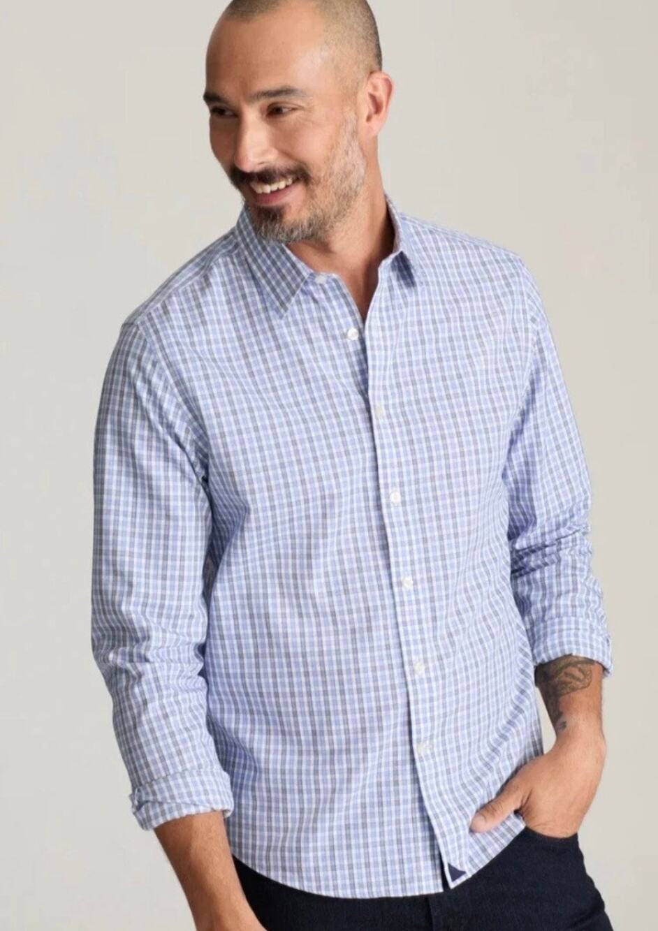 UNTUCKit Durif Button Down Mens Blue Checkered Long Sleeve Shirt-Size XXXL